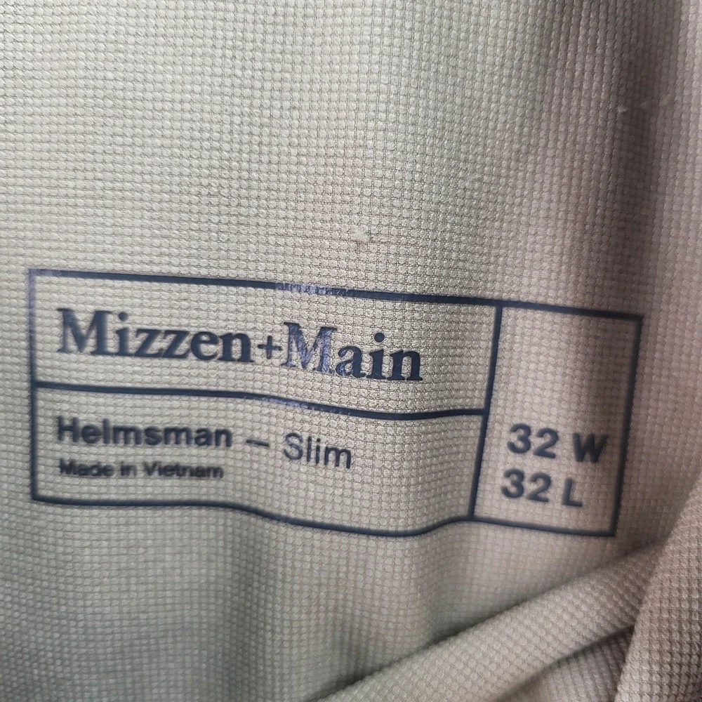 Mizzen+Main Pants Mens 32x32 Khaki Helmsman Slim Performance Stretch‎ Chino Golf